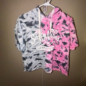 multicolor cropped t-hoodie